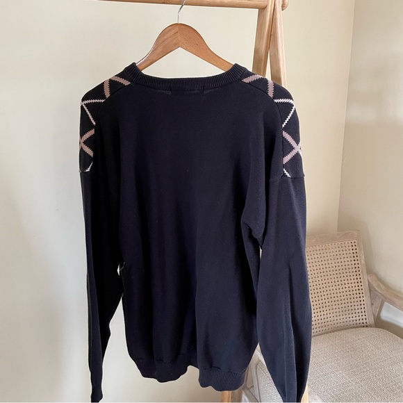 Vintage Argyle Golf Crewneck Sweater in Black/Camel - Picture 3 of 3